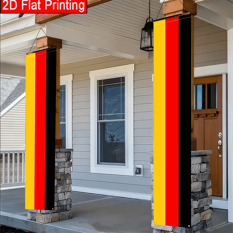 2d Flat, 2d Flat, 2d Flat Banner, 2pcs Set Of German Flags Doorway Banners Featuring German Suitable For Patriotic Celebrations Day Outdoor Courtyard Lawn Front Door Decoration 12x70.8 Inches