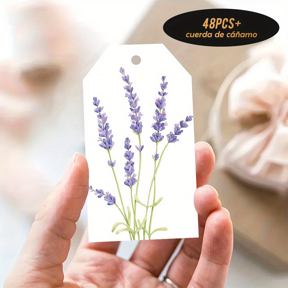TEMU 48 Tarjetas de Agradecimiento Acuarela Lavanda con Cordón - Elegantes Tarjetas Florales en Español para , , Despedidas Escolares - Papel Premium