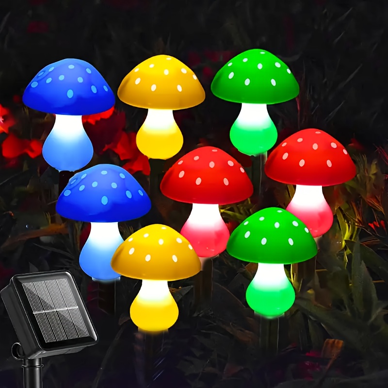 TEMU 20/12/8 Led Solar Mushroom Light Outdoor Garden Decorative Lamp, Dimmable, 20/12/8 Led Mushroom Outdoor Accessories, 8 Modes Solar Christmas