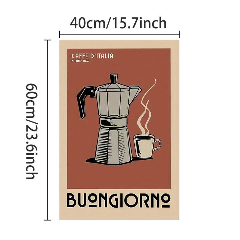 TEMU 2d Flat, 1pc Vintage Canvas Art Print - Illustration Of & " " Text, Frameless Wall Decor For Living Room, Bedroom, Office, Cafe, 12x16 Inches,