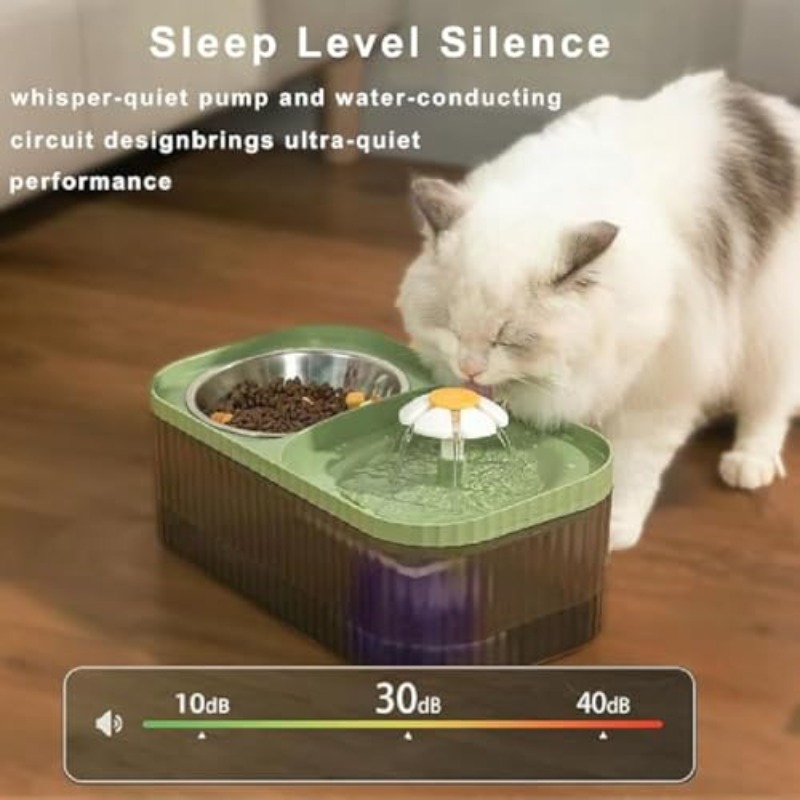 Cat Water Fountain and Food Bowl Ultra Quiet Pets Waters Dispenser with Smart Pump Automatic Pets Waters Fountain Dog Water Dispenser for Cats Kitty Dogs Multiple Pets