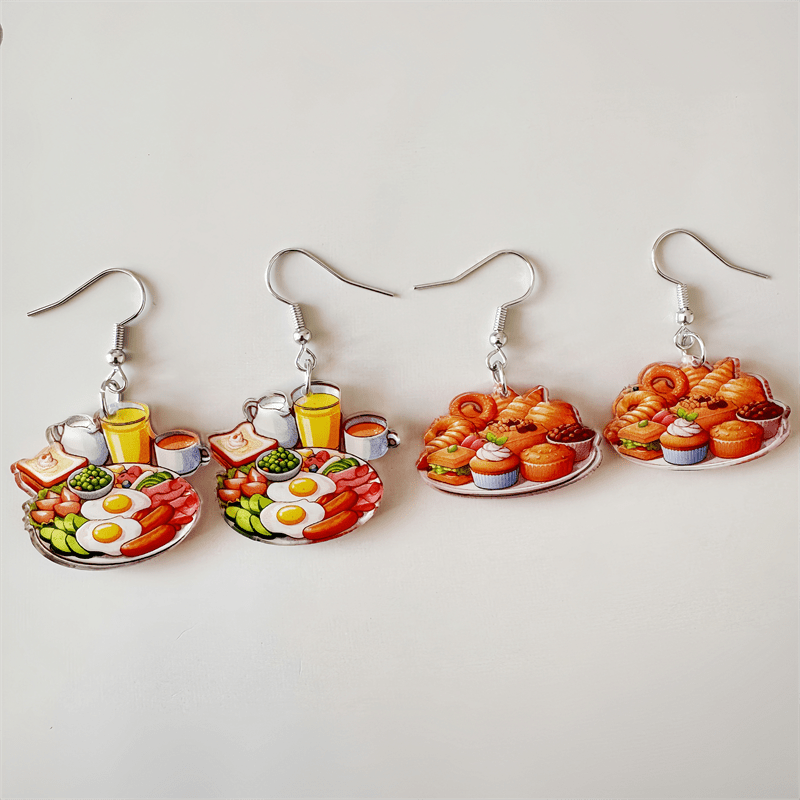 

Of Funny Food Pendant Earrings, Acrylic Material, ! Wear Food And Enjoy The Unique Charm