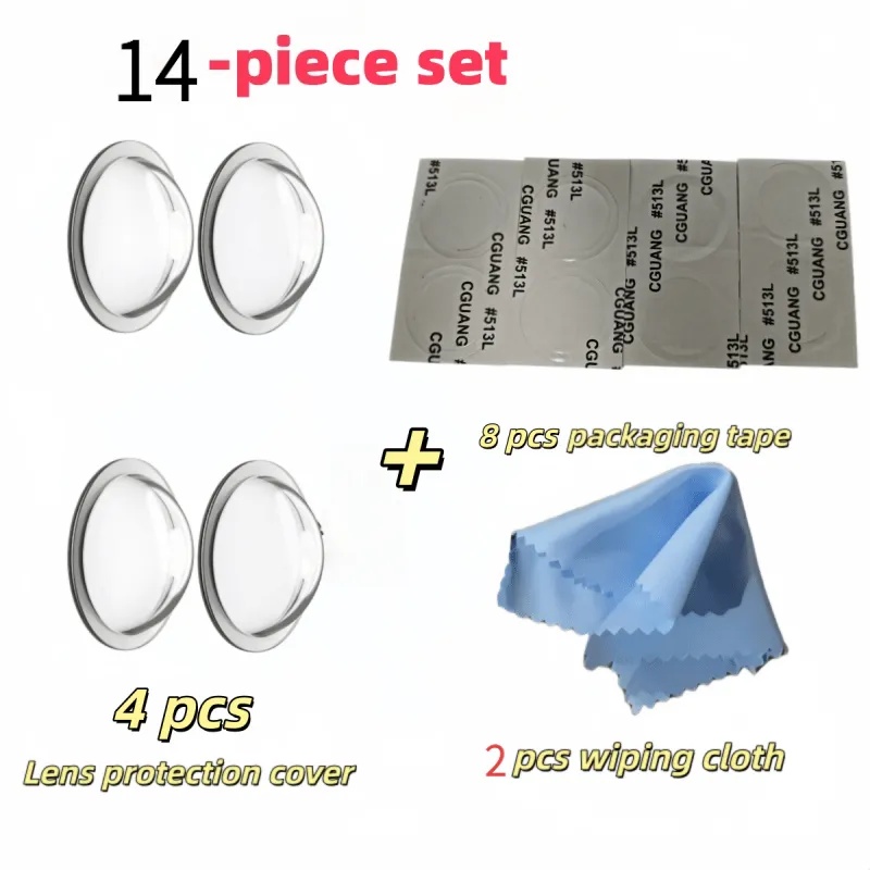 TEMU 14pcs Set Including 4 Protective Covers, 8 Adhesive Pads, And 2 Cleaning Cloths, Designed For Front And Rear Cameras Of Car 360-degree Panoramic