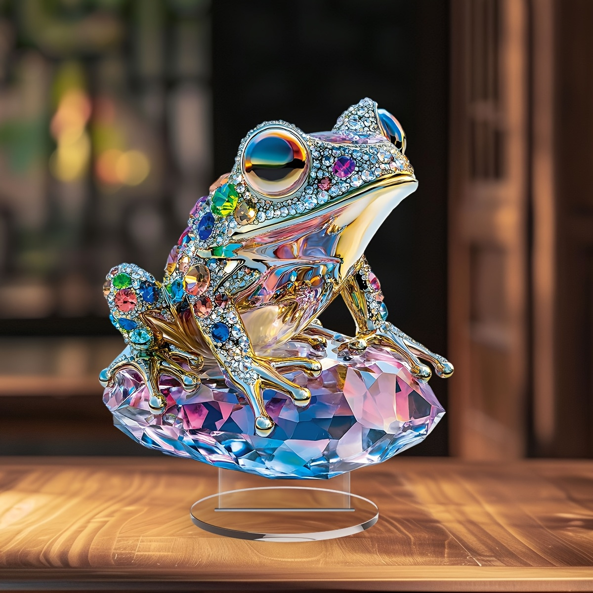 

2d Flat, 1pc 2d Flat Acrylic Frog Tabletop Display Figurine, Classic Desk Decoration, Multifunctional Desk Decor, Elegant, No Power Required, With Stand, Suitable For Home And Office Bedrooms