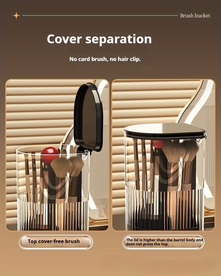 1pc makeup brush storage tube push to dust high end dressing table eyebrow   brush rack automatic lifting brush bucket Product details 6