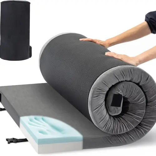3 inch us memory foam camping pad waterproof roll up sleeping pad for adults comfortable thick floor sleeping mats for car truck tent with removable travel bag