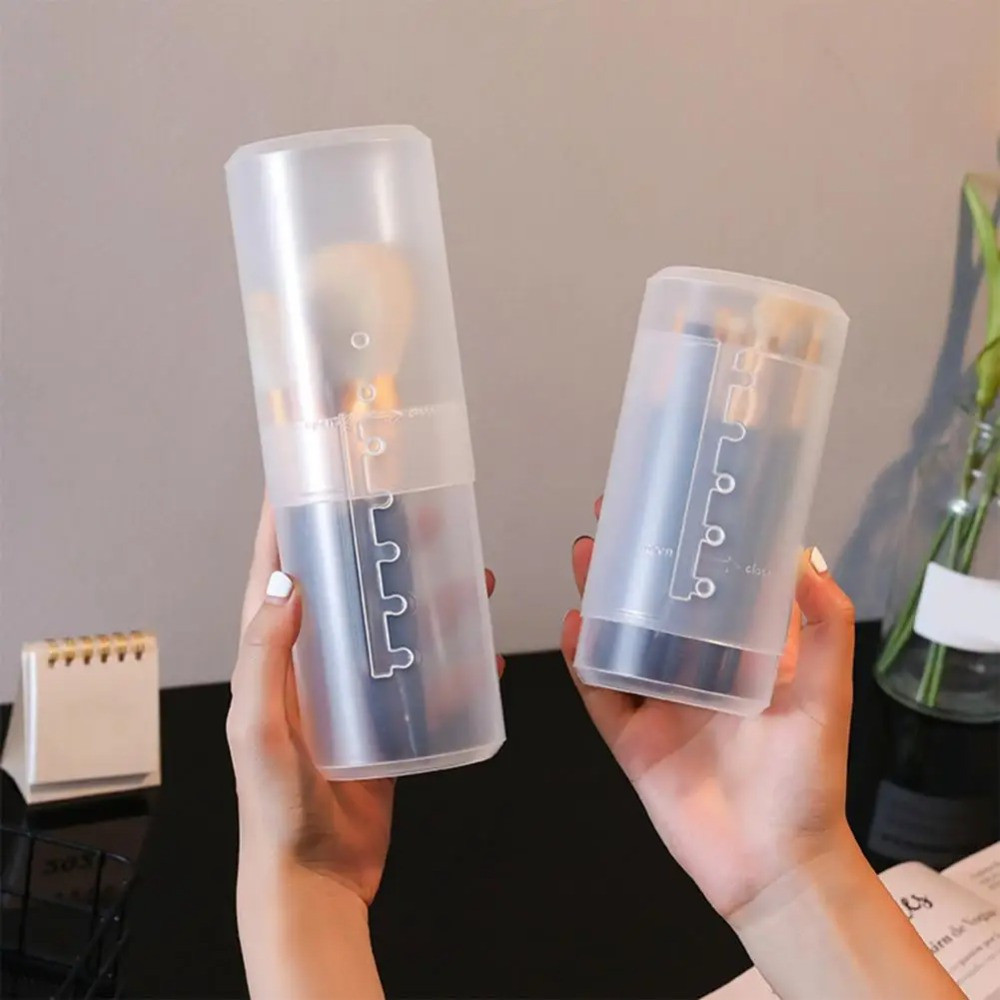 1 pc porta brochas de maquillaje altura ajustable,   de almacenamiento transparente de gran capacidad para brochas de maquillaje