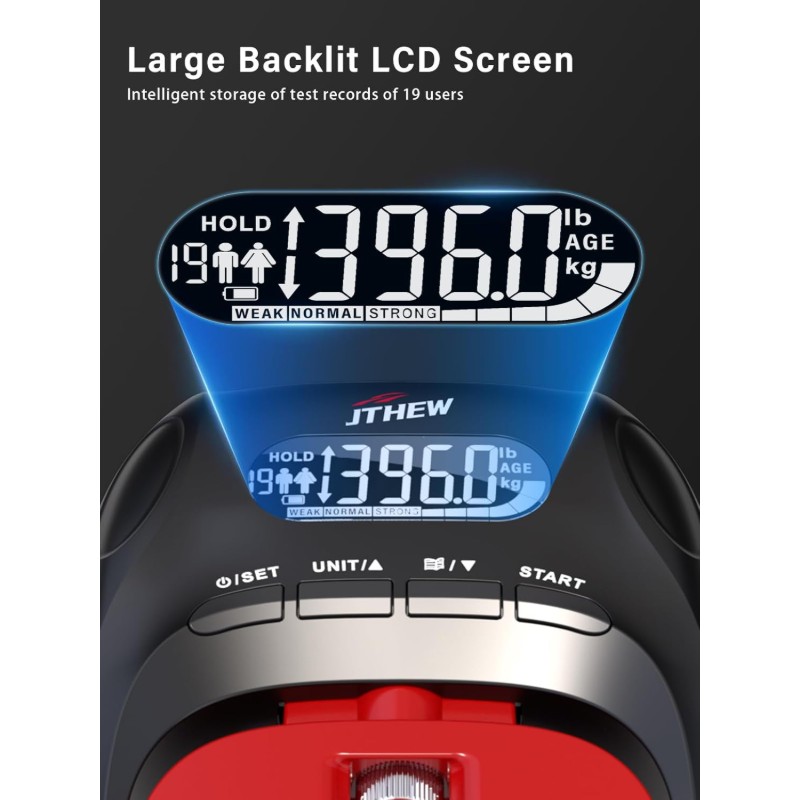 electronic grip strength tester trainer -   hand dynamometer with adjustable   (11-132lbs/5-597n), 400lbs/180kg max, digital lcd display, grip counter & user profiles - heavy duty construction for home gym,  , physical relax - ideal for hand strength,  , weightlifting, pullup assistance, ergonomic handles,   materials, fitness accessory, fitness enthusiasts Product details 3