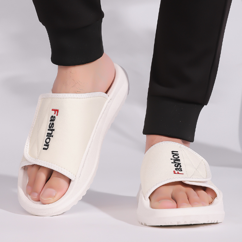 mens   slide sandals adjustable hook loop closure non slip eva sole breathable fabric upper indoor outdoor use ideal for beach holiday wear beach footwear  able slippers flexible cushioning beach shoe Product details 7