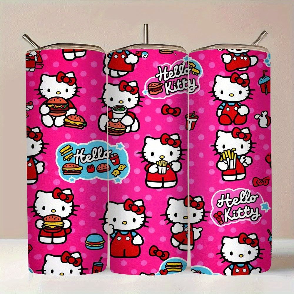 

Christmas Hello Kitty 1pc 20oz Straight Cup(with Straw), Stainless Steel Insulated Insulated Cold Water Cup, Metal Travel Cup, Accessories, Birthday Gifts