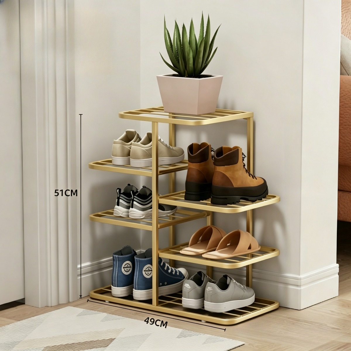 Image of Large-capacity Shoe Rack, Suitable For Use In Any Area Of The Home. The Indoor Minimalist Cast Iron Shoe Rack Is Suitable For Small Apartment Layouts And Entrance Storage Racks