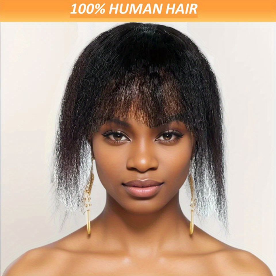 

Kinky Straight Topper Hair With Bangs Human Hair Toppers For Women Invisible T Part Clip In Hair Extensions Daily