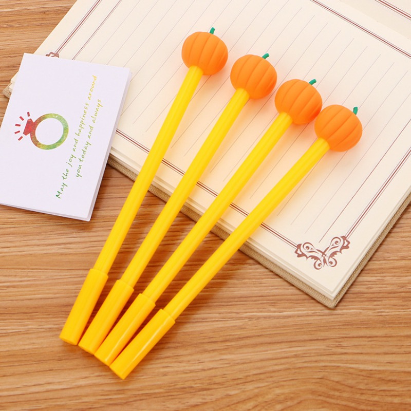 TEMU 13 stuks Pompoen Decor Rechte Gel Pennen, 0.5mm Gladde Sneldrogende Zwarte Inkt Slanke Wegwerppennen, Willekeurige Gemengde Verpakking, Herfst