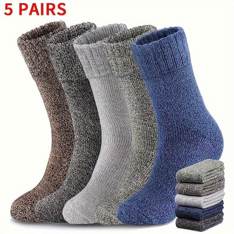 TEMU 5-pair Men's And Women's Socks, Unisex Thermal Socks For Men And Women, Winter Socks For Men And Women, Thick Boot Socks For Hiking, Christmas