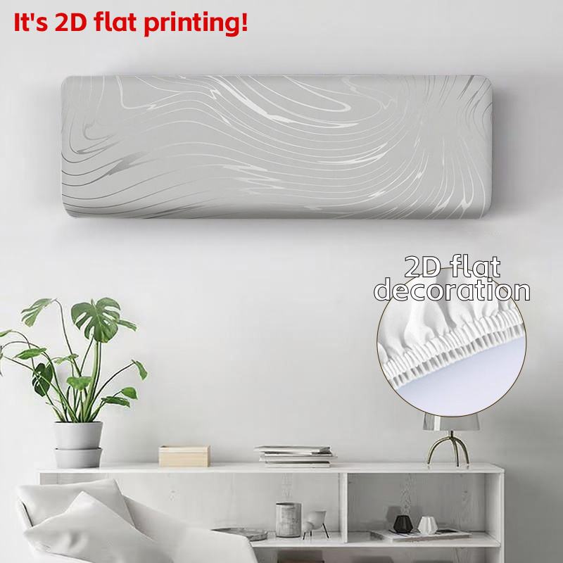 TEMU 1 pz Copertura per condizionatore d'aria astratta 2D piatta, linea e , stampata | Sospensione, bordi elastici facile installazione, arredamento