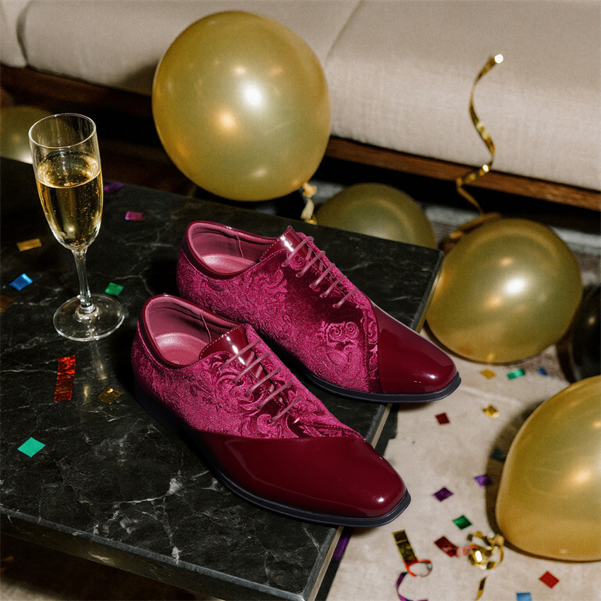 mens dress tuxedo shoes classic patent velvet - Temu display picture 2