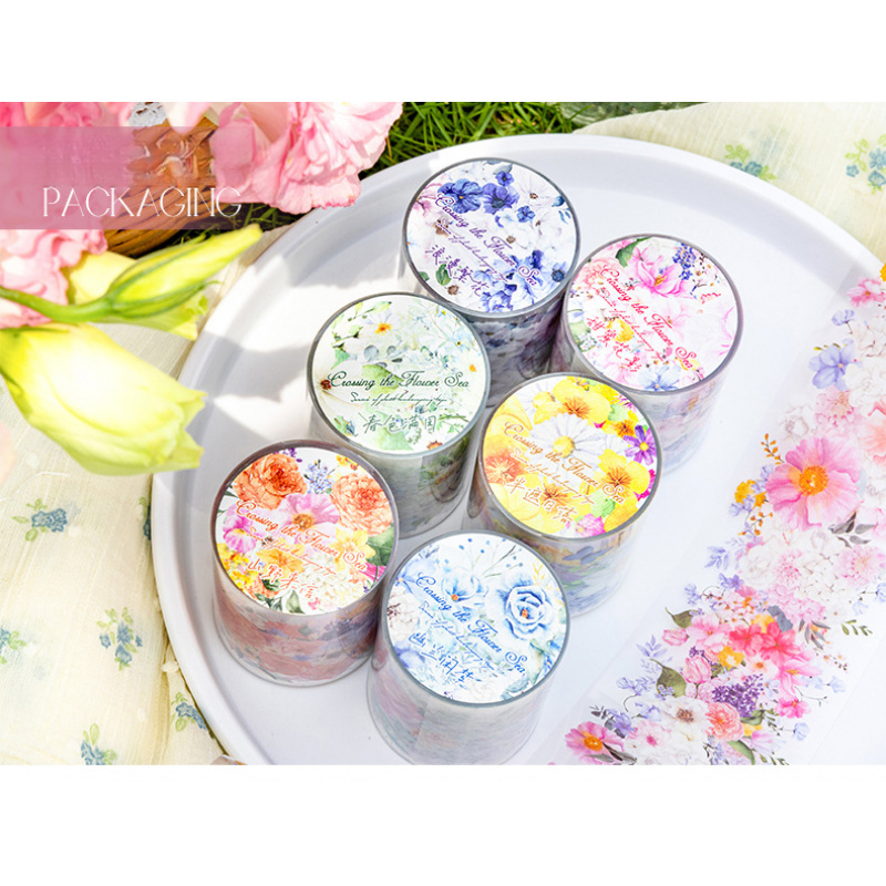 Image of 12m Floral Landscaping The Sea Of Flowers Series Diary Creative Diy Materials Planner Diy Sticker Tape