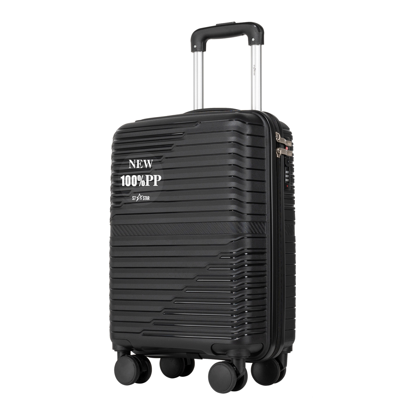 Image of 18-inch Pp Cabin Trolley Luggage, 6 Color Options, Large Capacity, Elastic Handle, 360° Smooth Wheels, Fashionable And Convenient Travel Essential