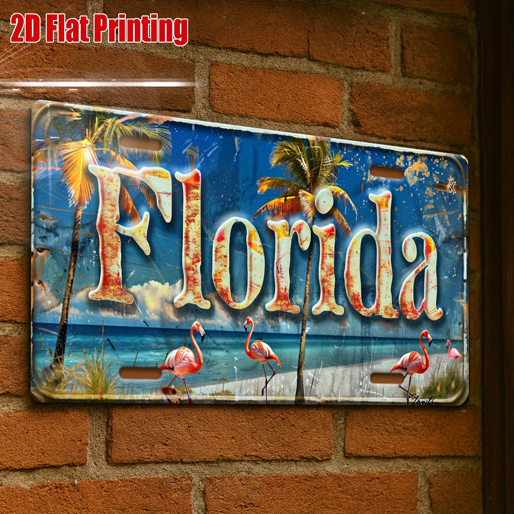 2d Flat, 1pc, For Decoration, Decorative License Plate Cover And Frame| Vintage Aluminum, Style, Suitable For Outdoor And Wall Decoration, Dimensions 11.8 X 5.9inch