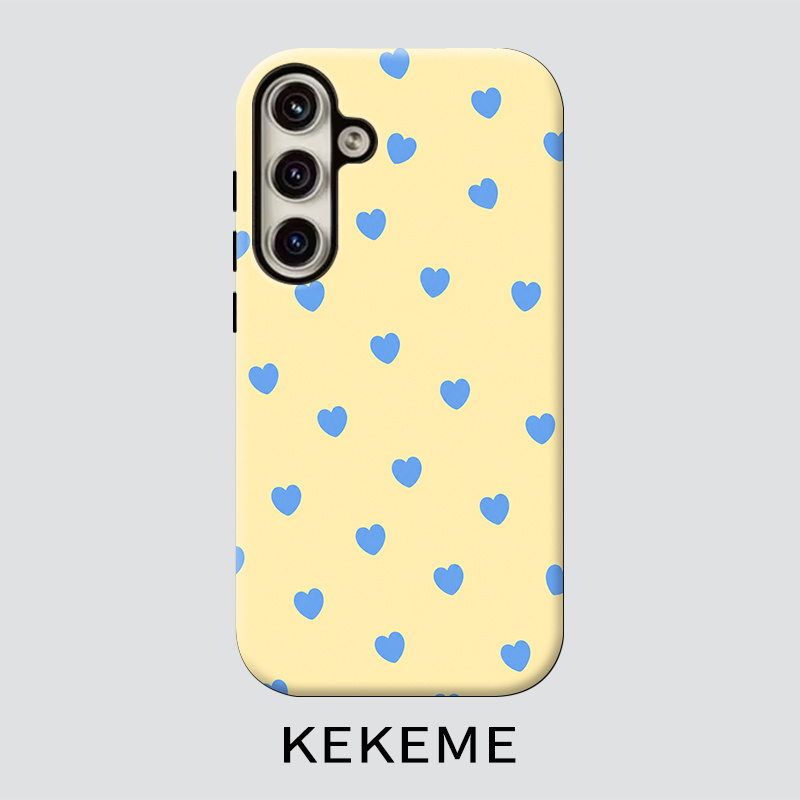 TEMU Phone Case - Kekeme Custard Blue Heart 2-in-1 Applicable For Galaxy S26 S25 S24 S23 S22 S21 S21  S21 Fe Edge S20 A15 A16 A17 A23 A32 A34 A35 A36