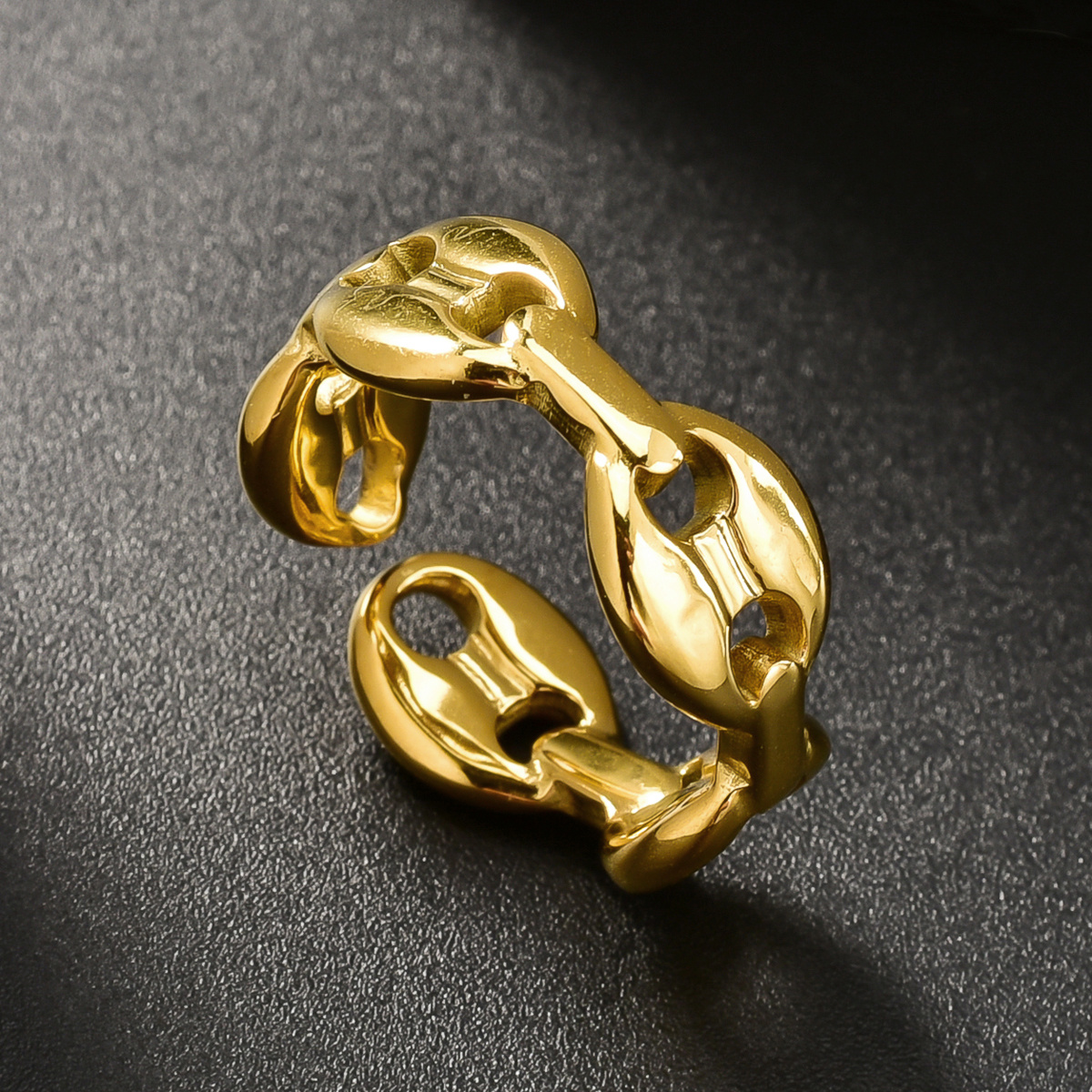 TEMU 1pc Golden Plated Hollow Link , Chunky Jewelry, Elegant Statement Finger Accessory
