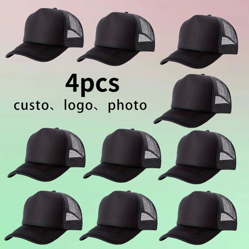 TEMU 4pcs Personalized Custom Baseball Caps, Mesh Trucker Hats, Custom Text Printing, Personalized Print Design, Adjustable Size, Breathable And