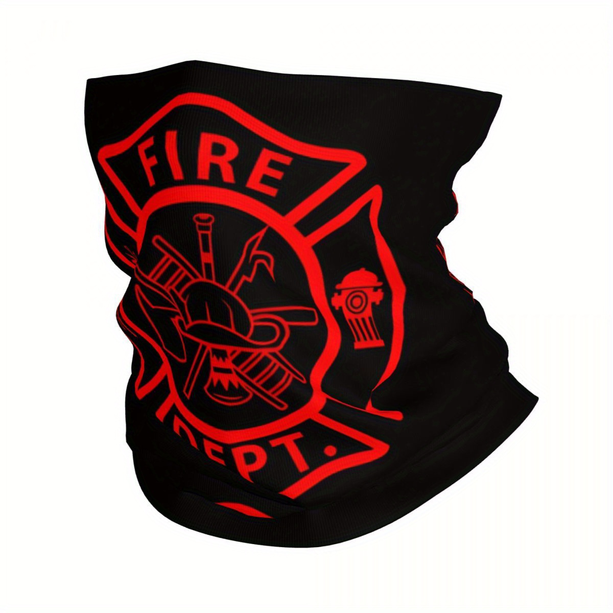 

Biihudu Vintage . Knit Scarf - Lightweight, Breathable Polyester Neck Gaiter & Face Cover With "fire" & Firefighter Emblem, Ideal For Emergency