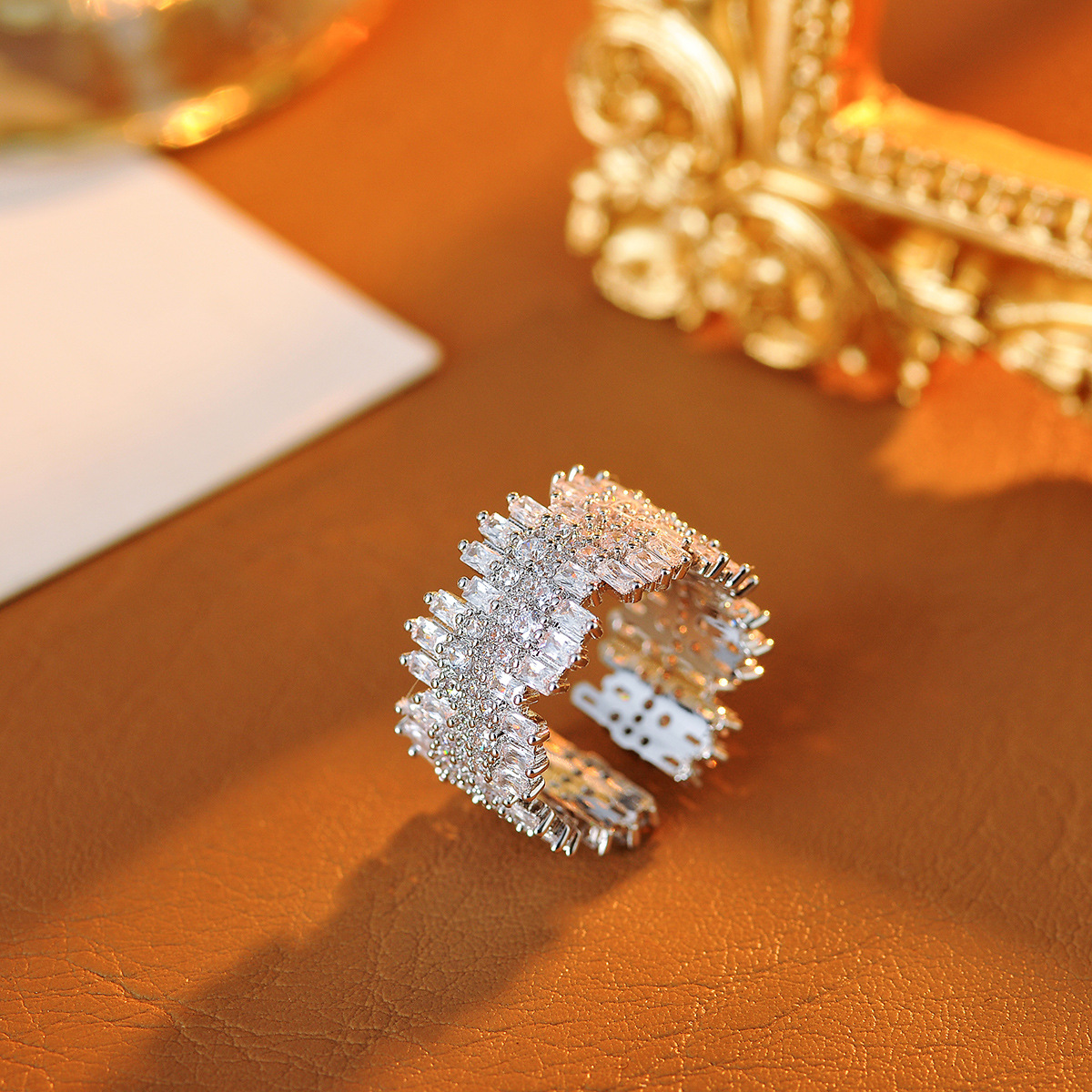 Women's Irregular Edge Imitation Crystal Ring