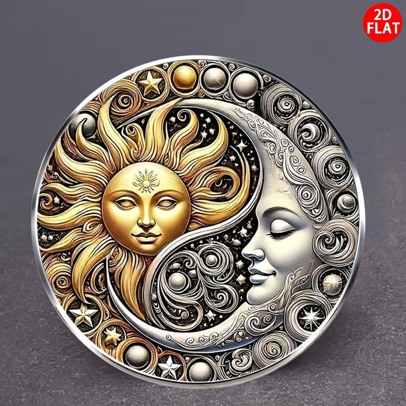 Retro Sun and Moon Stainless Steel Brooch