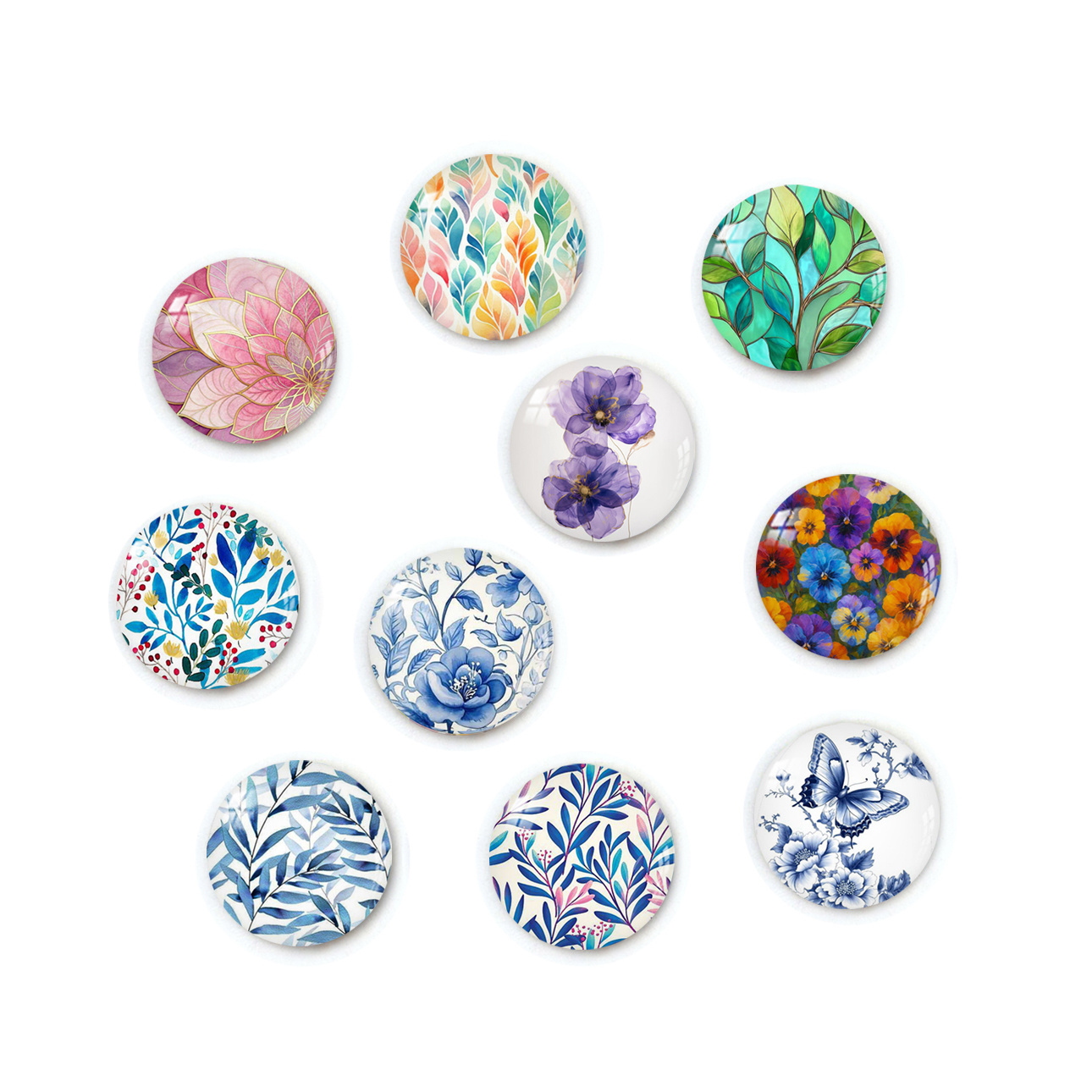 TEMU 2D Plat - Veines de Feuille 12Mm 20Mm 25Mm Cabochon Rond en Verre Dos Plat pour Fournitures de Fabrication de Bijoux
