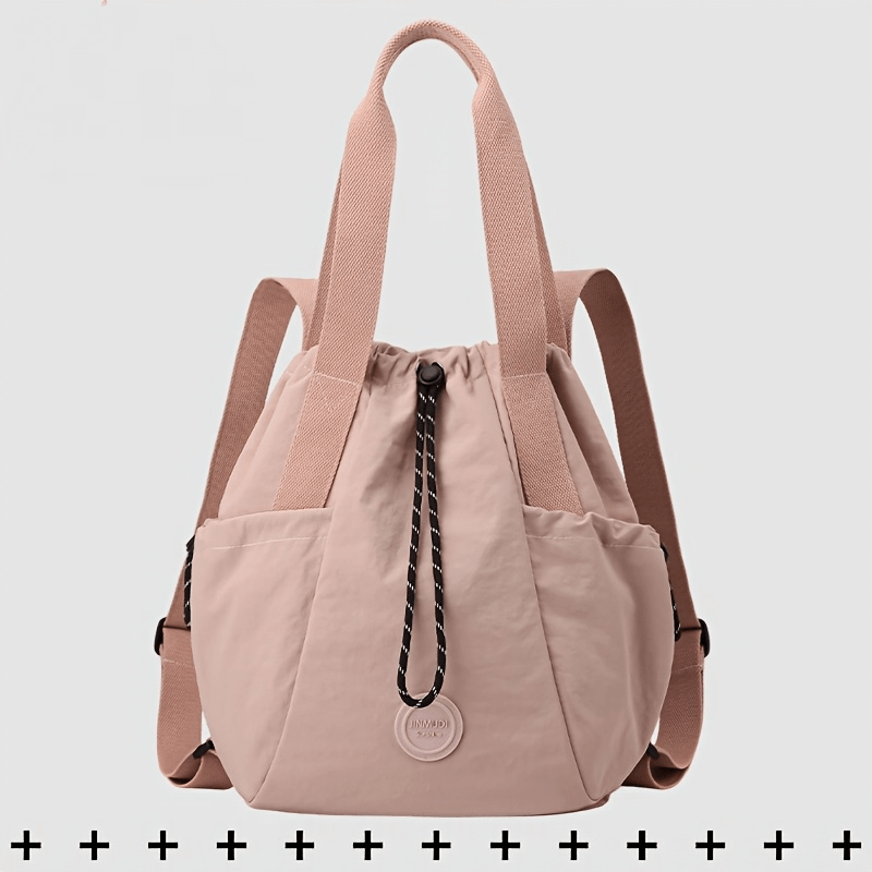 Solid Color Casual Nylon Women's Backpack, Lightweight Adjustable Daypack