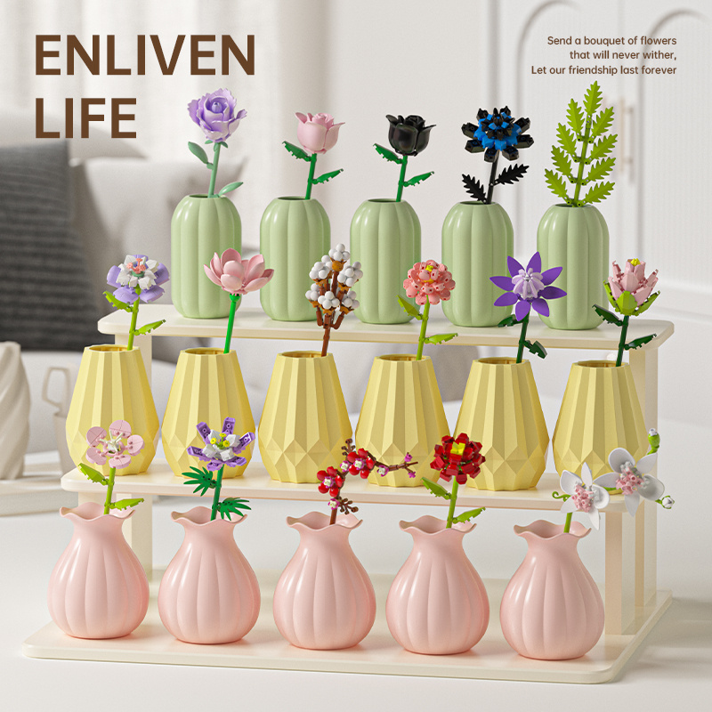DIY Assembly Building Blocks Flower Bouquet Toy