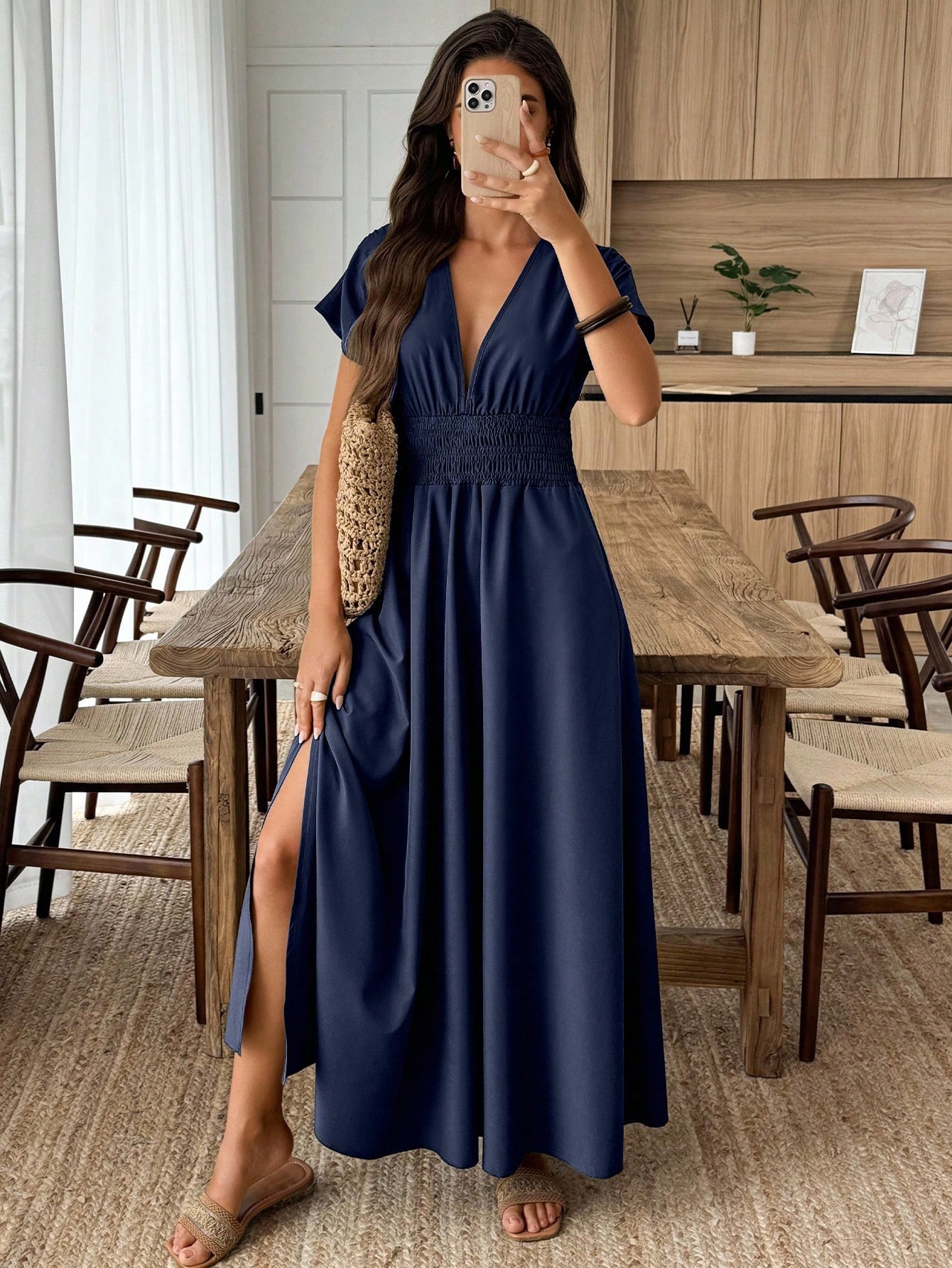 black ombre maxi dress Sl Fashions Ombre Satin Bow Sash Gown - Black Silver