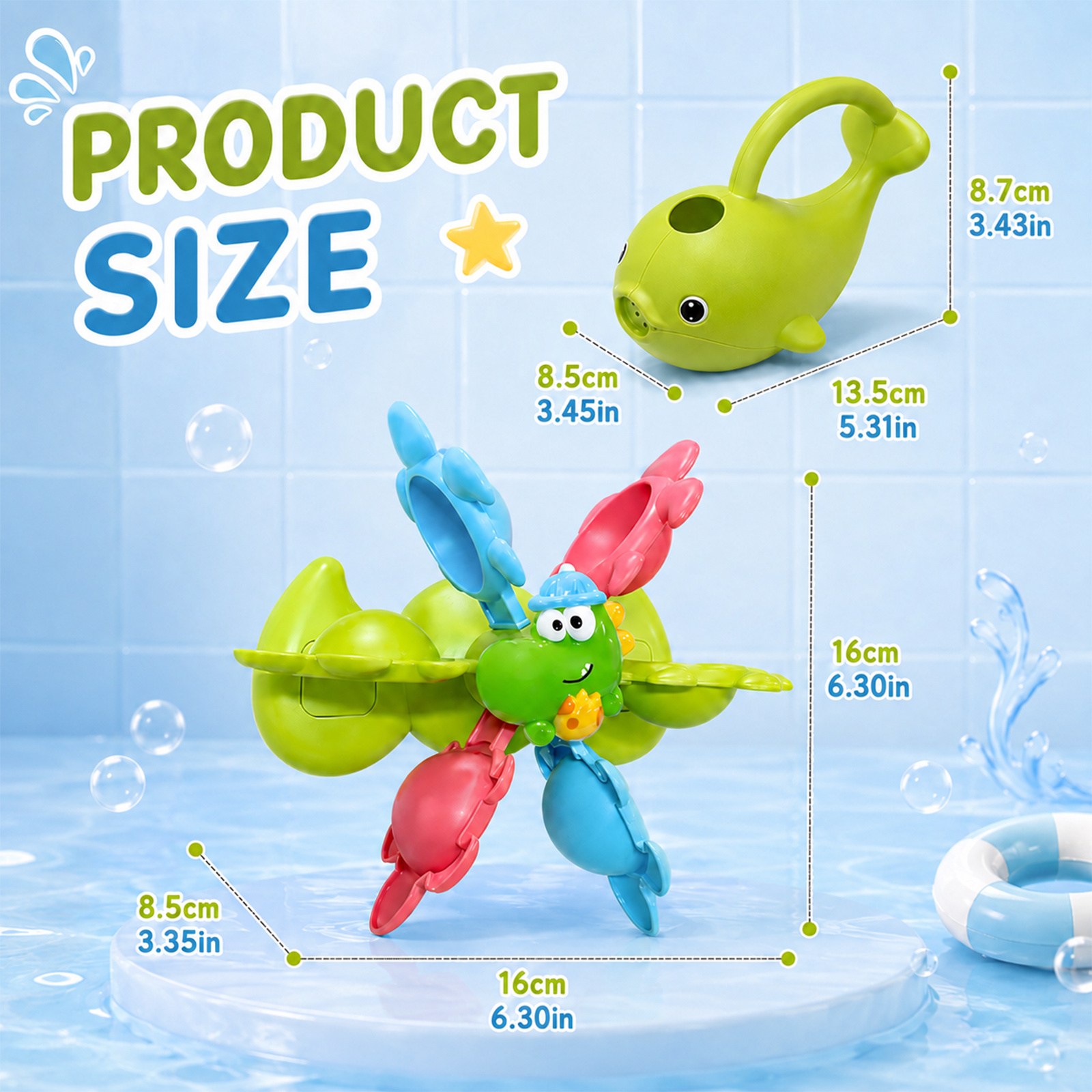 Youth Interactive Suction Cup Bath Toy Set with Windmill