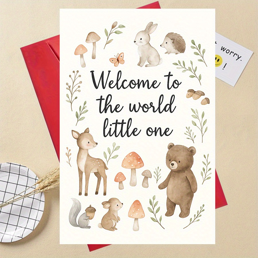 Greeting Card Featuring Adorable Woodland Creatures