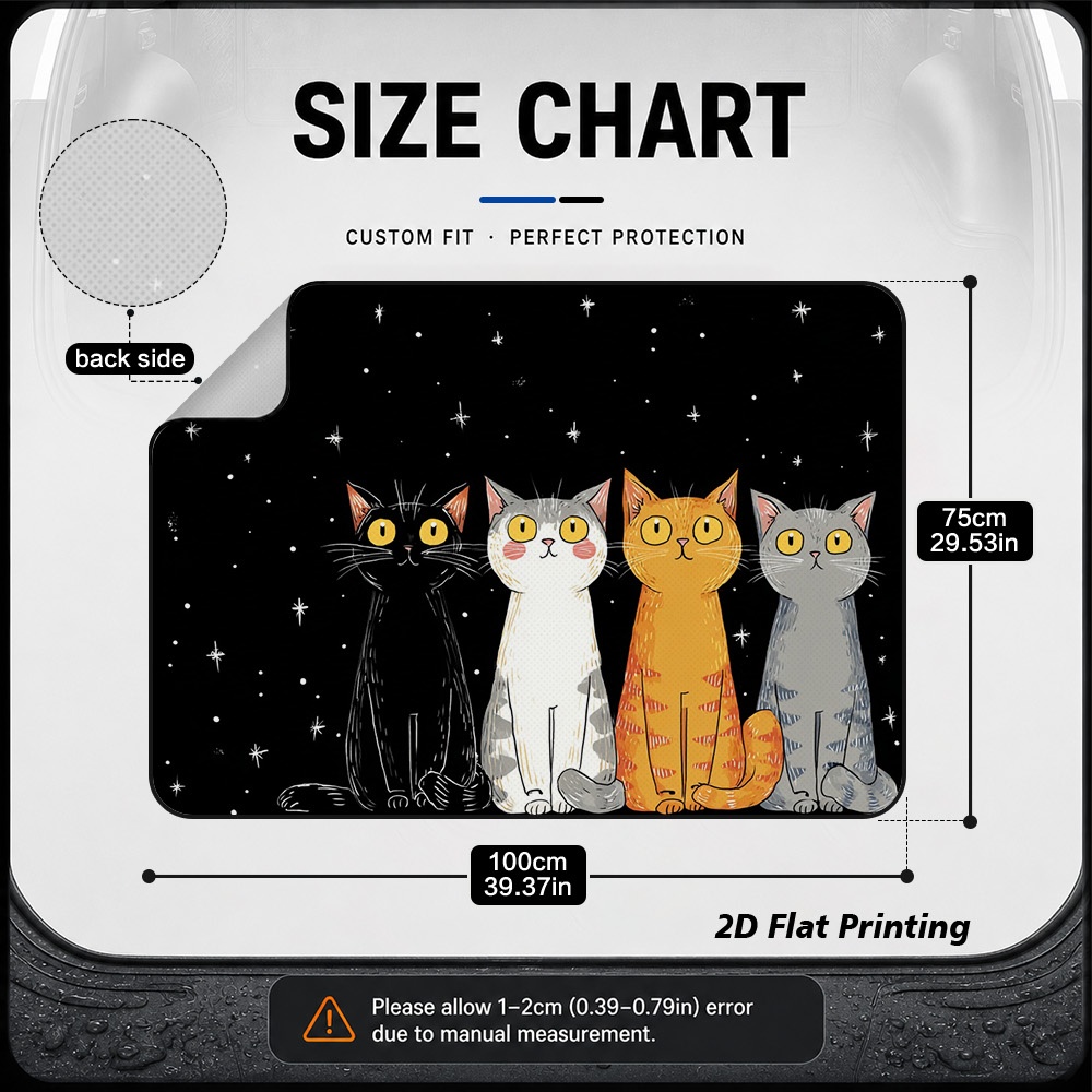 2d Flat, 1pc 4 Cats Design Cargo Trunk Protection Pad, Printed Car Boot Mat For Sedans And Suvs, Perfect For Daily…: retailer-supplied image