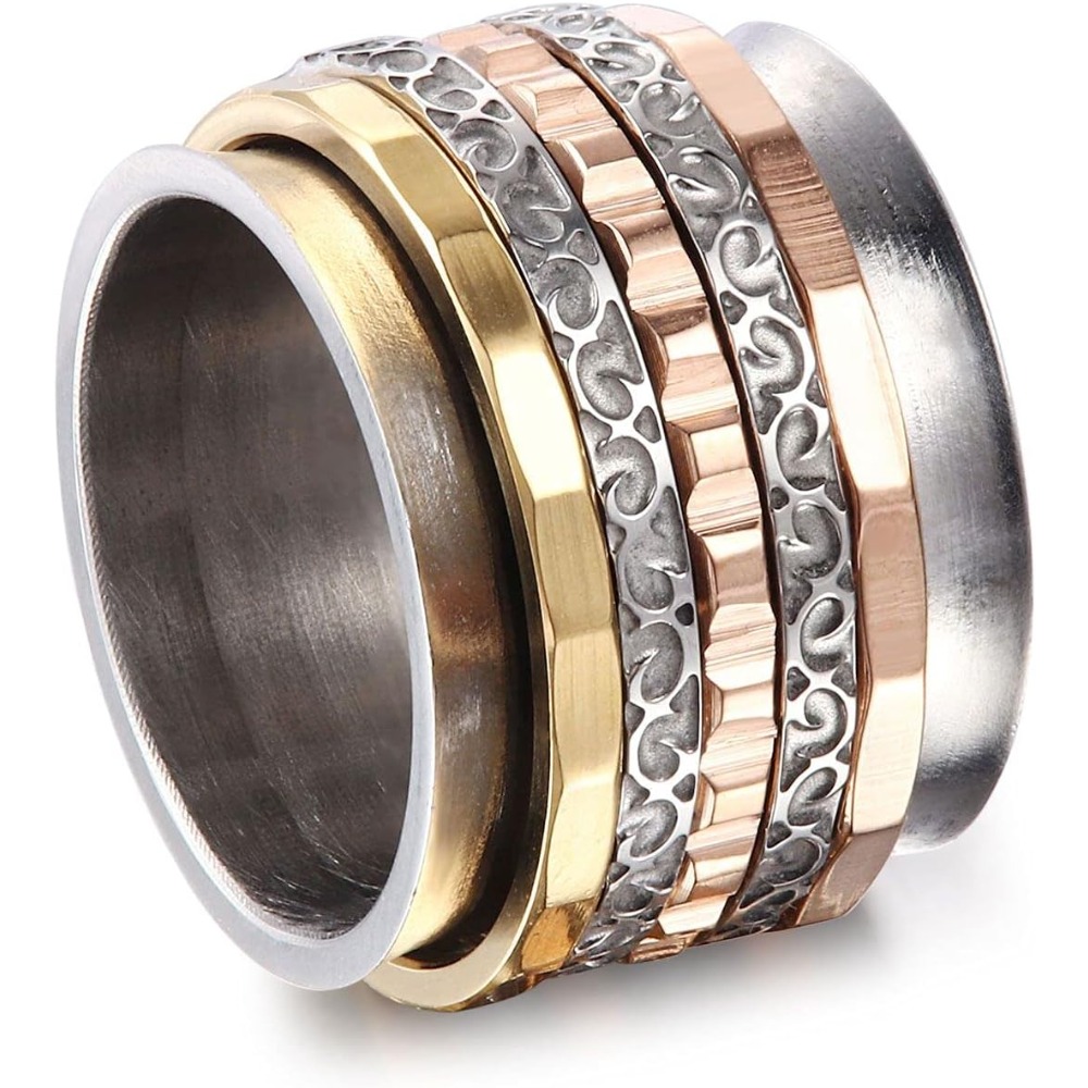 Fidget Ring 316l Stainless Steel Spinner Design For Men Size 11, For Teenager