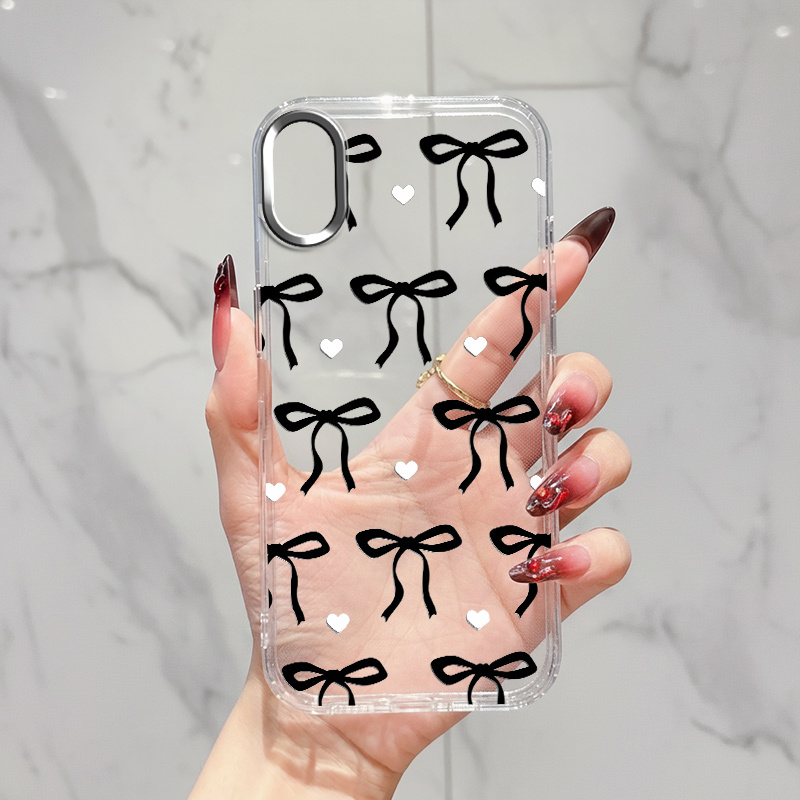 TEMU Phone Case - Compatible With Iphone Xs Xr X/ Anti-yellowing Shockproof Transparent Phone Case, Soft Tpu Scratch-resistant Slim Phone Cover, Bow