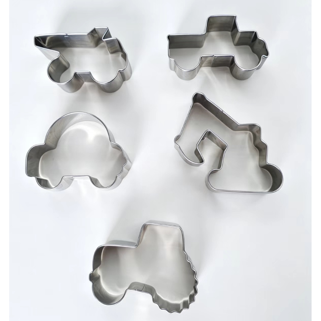 TEMU 5pcs Construction Vehicle Cookie Cutter Set, Transportation-themed Cookie Cutters Including Truck, Dump Truck, Tractor, Car, And Excavator -