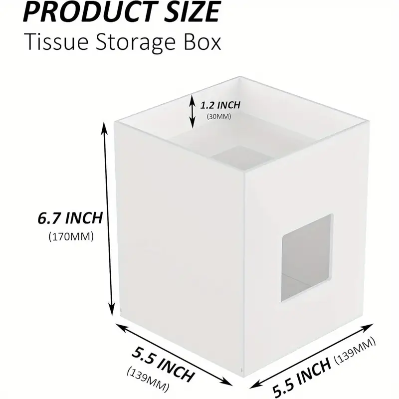 white acrylic tissue box cover with storage tray square napkin dispenser for bathroom kitchen home office 5 5x5 5x6 7 Product details 6