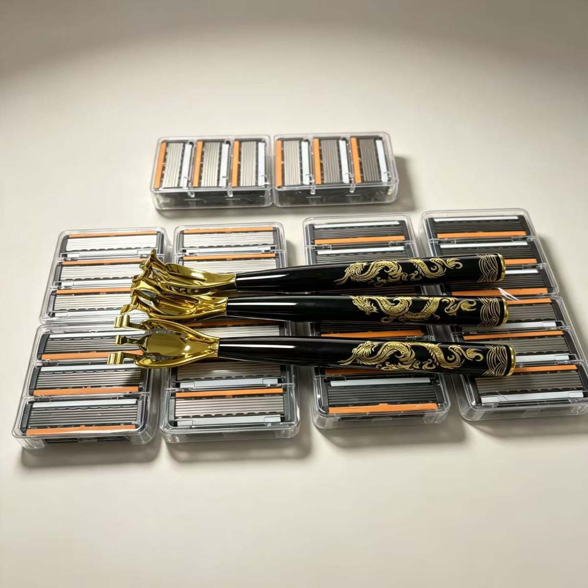 TEMU 3 Black Handle Razors + 30 , Lasts For 1 Year, Gift Box Not Included. 6-layer Precision Reduce Repeated Shaving. Skin- For A Cleaner Shave And