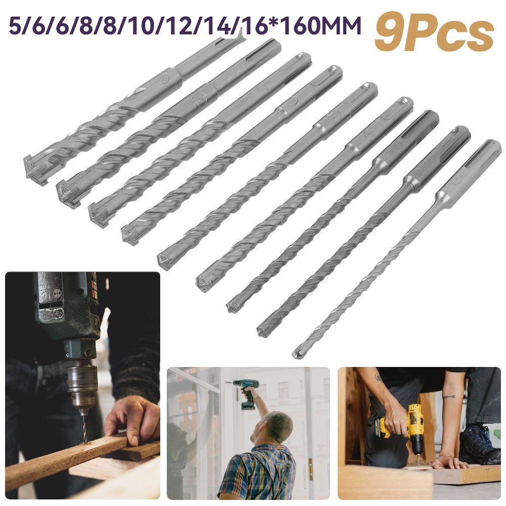 Image of Sds-plus Concrete Drill Set 9x Drill Stone Drill Set Hammer Drill 5-16mm