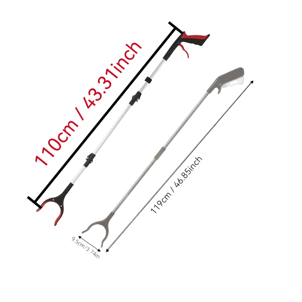 TEMU 2pcs Set, (110cm) Extra-long With Telescopic Magnetic Pickup Tool -fold (119cm) Grey And White Lightweight Trash Grabber, 360-degree Rotating