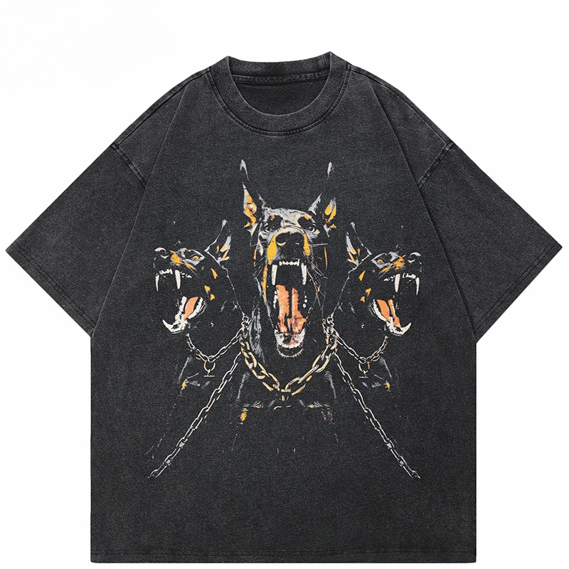 

Hip Hop 2024 Vintage Washed Streetwear Graphic Doberman Dog T Shirt Cotton Hipster Men Tshirt Unisex Tops Tees Washed