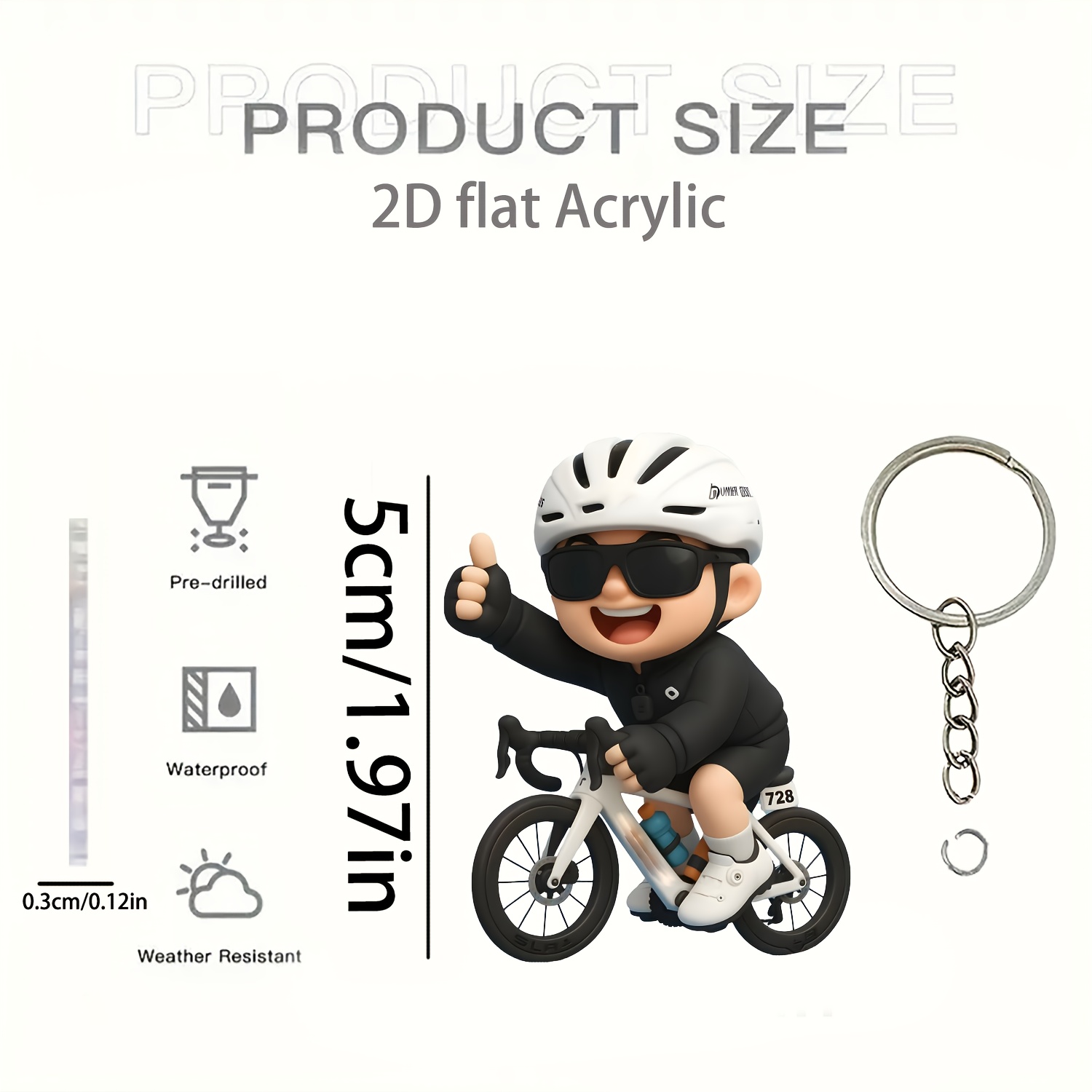 TEMU Portachiavi piatto 2D in acrilico (Bambino in bicicletta), decorazione personalizzata, ornamento per il Ringraziamento, per gli che decorare, un