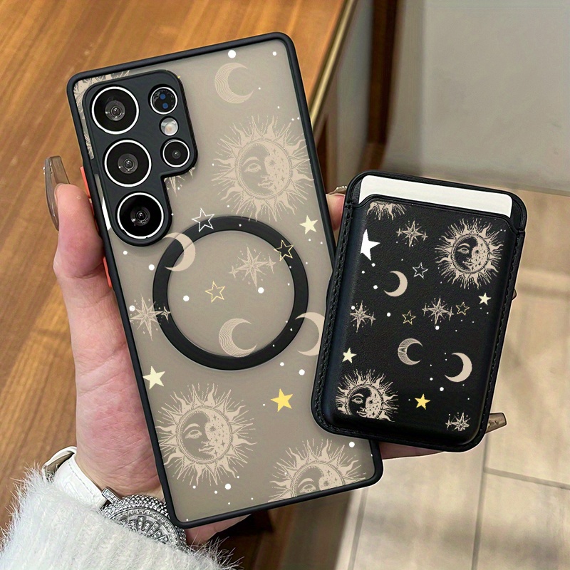 TEMU Phone Case: 2pcs Set New Creative Pattern Magnetic Phone Case & Fashionable Luxury Artificial Leather Magnetic Property Multi-functional For