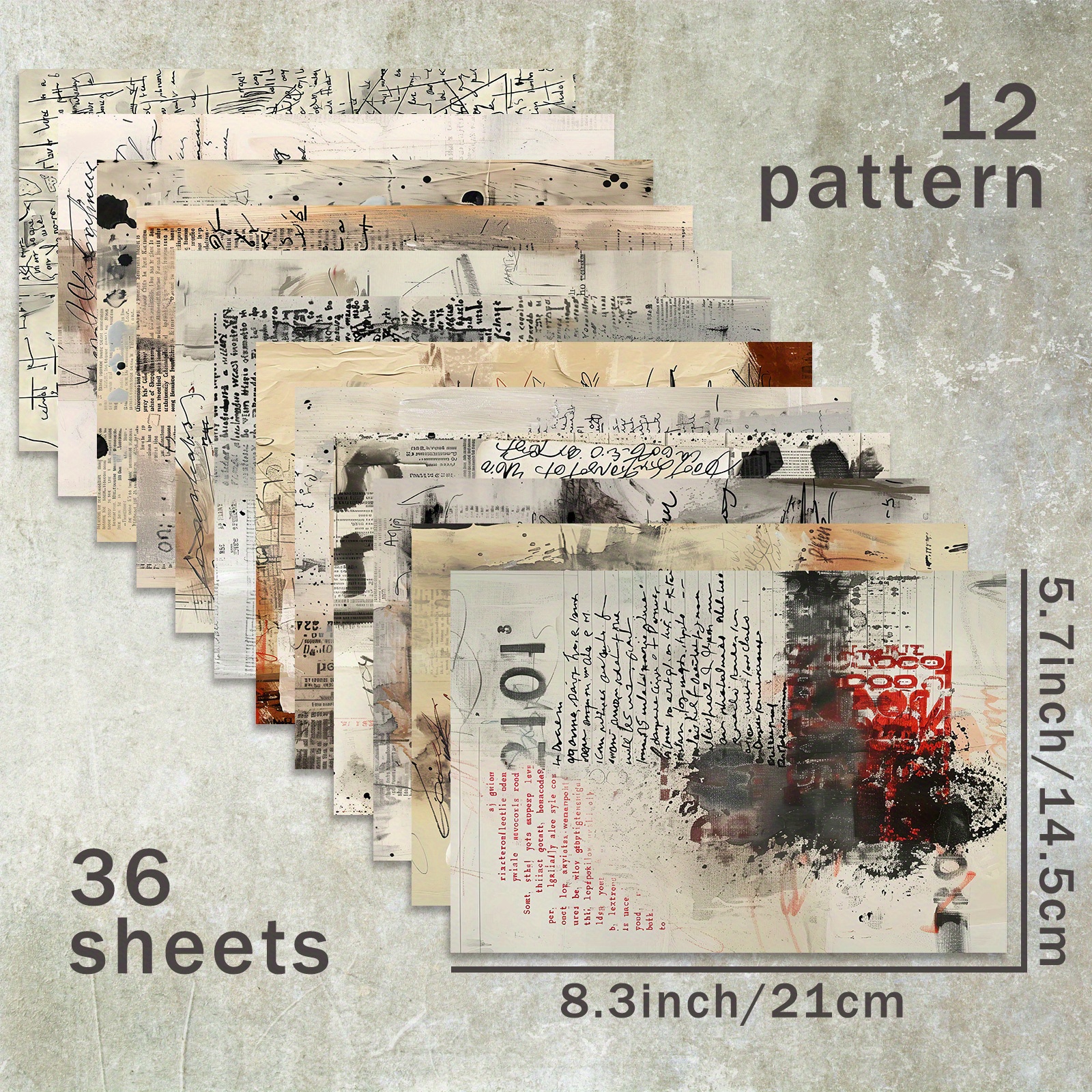 Image of 36 Sheets A5 ( Art Abstract English Background) Paper, Suitable For Bullet Journal Junk Magazine Greeting Cards And Crafts