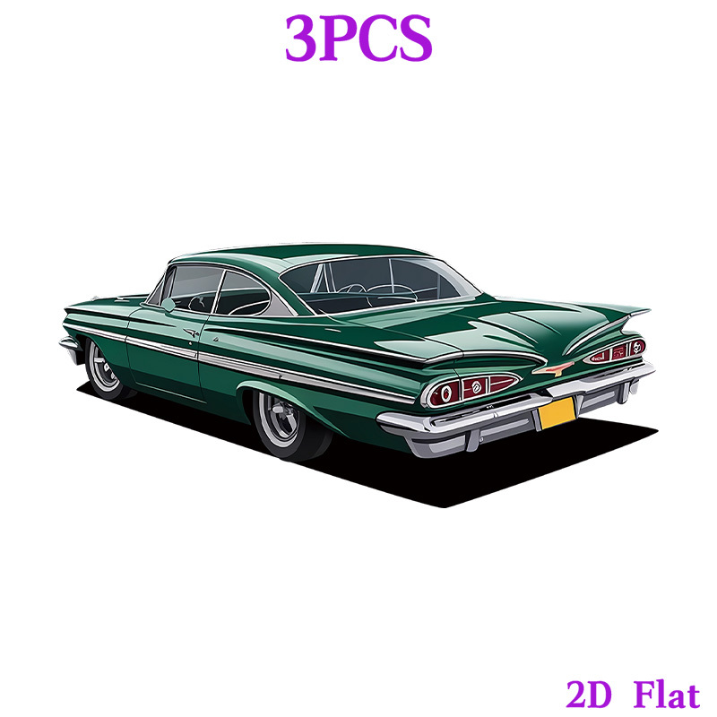 TEMU 2d Flat 3pcs Vintage Classic Car Graphic Heat Transfer Print Stickers Iron On Transfer Heat Clothing Transfer Decoration For T Shirt Hoodie