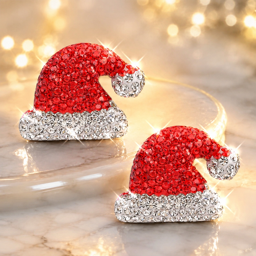 1 pair of fashionable santa hat style stud earrings exquisite and   atmosphere earrings jewelry gift for christmas halloween valentines day anniversaries weddings birthday parties and  