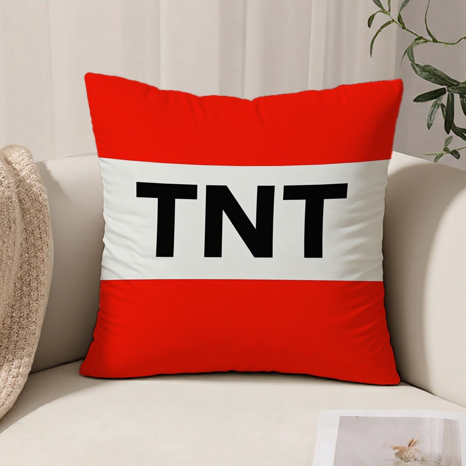 E-shop 1 Stück doppelseitig bedruckter Kissenbezug, "TNT"-Muster, 17.72In X 17.72In, ohne Kissenkern, geeignet für Wohnzimmersofa,